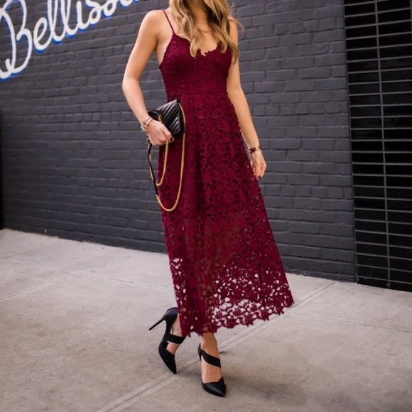ASTR lace midi! Maroon - Picture 1 of 4